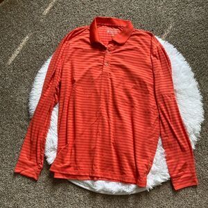 Coolibar Striped Polo Shirt UPF 50+ Sun Protection Long Sleeve Mens Size Large